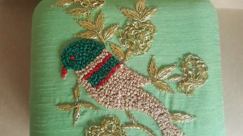 Vintage! Mustard Embroidered - Birds -Clutch Bag