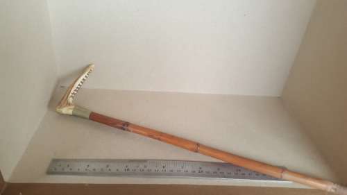 Anitque!  Cane Riding Crop With Nickel Ferrule And Stag Antler Handle