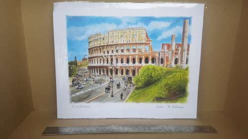 Signed  and titled Print of original painting - Rome Colosseum