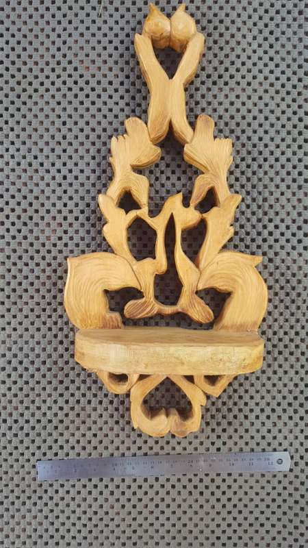 Unique - Hand-Carved - Large Wall Hanging Shelf - Candle Stand