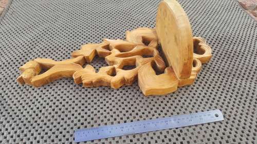 Unique - Hand-Carved - Large Wall Hanging Shelf - Candle Stand