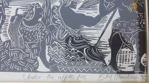 Under The Apple Tree - A Linocut Limited Edition (3/30) - By The Late Billy Mandindi