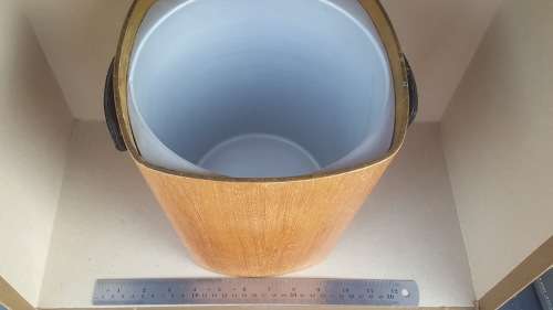 Vintage! Wooden Ice Bucket With Leather Handles
