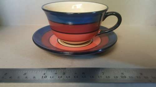 Vintage! Living Art | Terrace - Stoneage Handpainted Cup And Saucer Double Set.