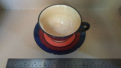 Vintage! Living Art | Terrace - Stoneage Handpainted Cup And Saucer Double Set.