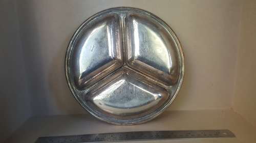 Vintage! Sheffield ENGLAND- Silver Plated - Heavy Round 3 Section Compartment Dish