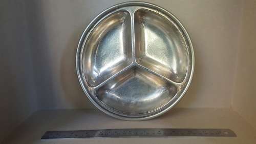 Vintage! Sheffield ENGLAND- Silver Plated - Heavy Round 3 Section Compartment Dish