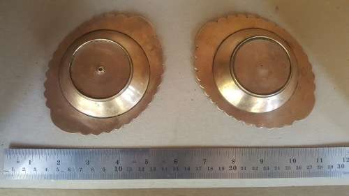 Vintage - Brass - Ornate Rose Repousse - Pair Of Ashtrays
