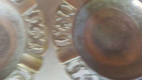 Vintage - Brass - Ornate Rose Repousse - Pair Of Ashtrays (Set #2)
