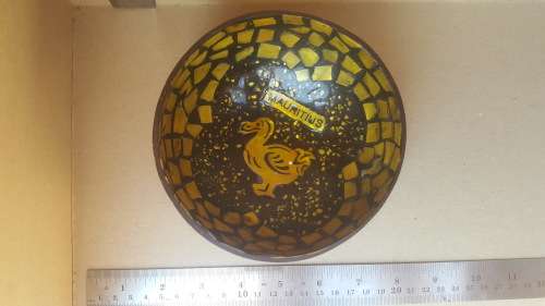 Coconut Shell Bowl With Mauritius Dodo Bird Lacquered Inlay