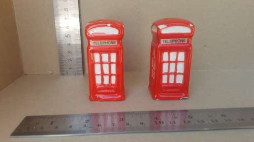 Vintage! Red Ceramic - London Telephone Booth - Salt and Pepper Shakers