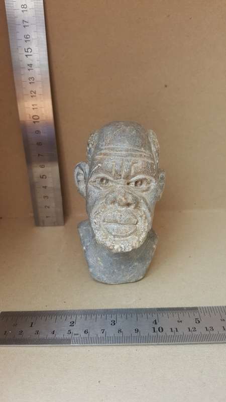 Hand-Carved! African Stone Bust - Old Man Sculpture