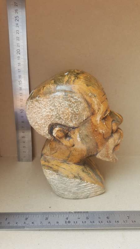 Hand-Carved! African Polished Stone Bust - Old Man Sculpture