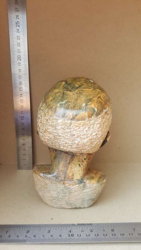 Hand-Carved! African Polished Stone Bust - Old Man Sculpture
