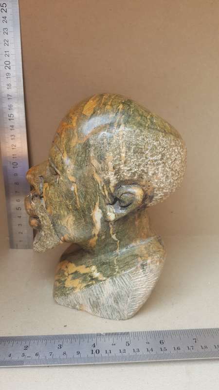 Hand-Carved! African Polished Stone Bust - Old Man Sculpture
