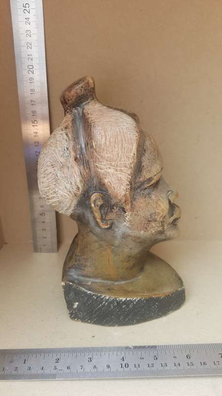 Hand-Carved! African Polished Stone Bust - Old Woman Sculpture