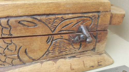 Vintage! Hand-Carved! African Wooden Jewelry Box - Fish Themed