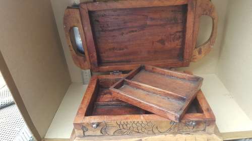 Vintage! Hand-Carved! African Wooden Jewelry Box - Fish Themed
