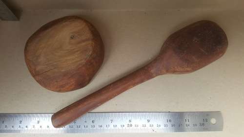 Primitive! Hand-Carved! African Wooden Spoon / Ladle And Spoon Rest