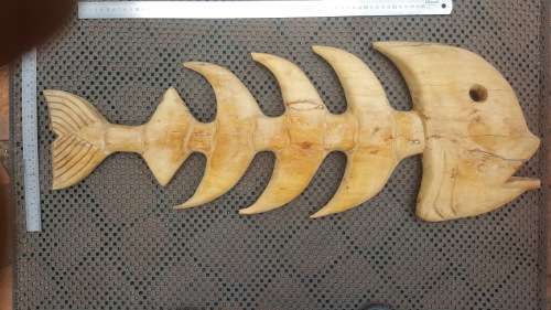X-Large Solid Wood! Hand Carved - Fish Bones