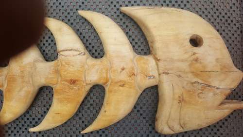 X-Large Solid Wood! Hand Carved - Fish Bones