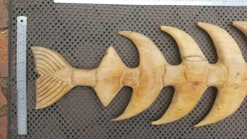 X-Large Solid Wood! Hand Carved - Fish Bones