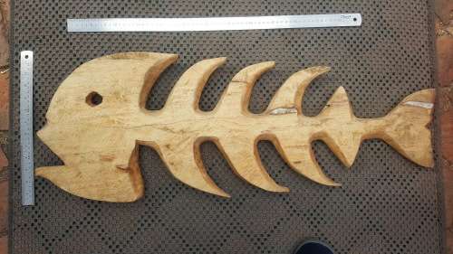 X-Large Solid Wood! Hand Carved - Fish Bones