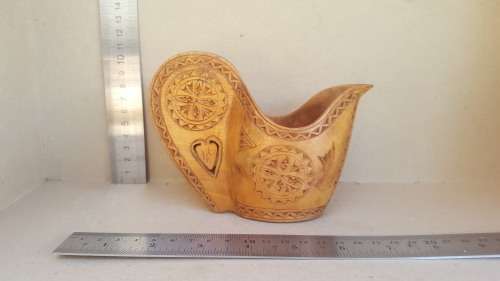 Vintage !! - Scandinavian Nordic Kuksa - Carved Wooden Jug - Shepherds Wedding Cup - Treen Folk Art