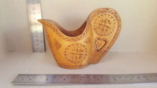 Vintage !! - Scandinavian Nordic Kuksa - Carved Wooden Jug - Shepherds Wedding Cup - Treen Folk Art