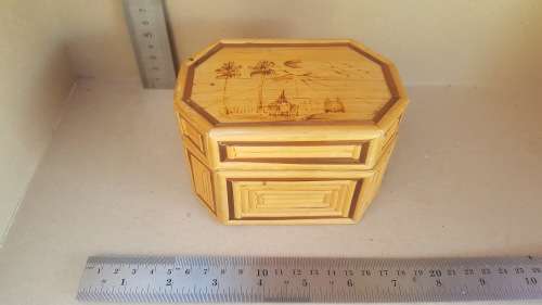 Bamboo Beach Hut Scene Jewelry Trinket Box