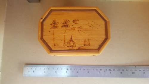 Bamboo Beach Hut Scene Jewelry Trinket Box