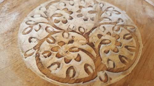 Beautiful ! * Hand Made * Whitewashed Wooden * Carved Flowers * Pin Dish