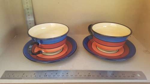 Vintage! Living Art | Terrace - Stoneage Handpainted Cup And Saucer Double Set.