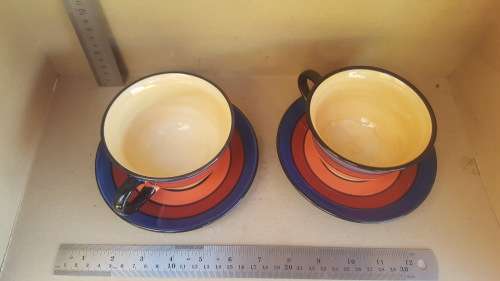 Vintage! Living Art | Terrace - Stoneage Handpainted Cup And Saucer Double Set.