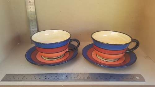 Vintage! Living Art | Terrace - Stoneage Handpainted Cup And Saucer Double Set.