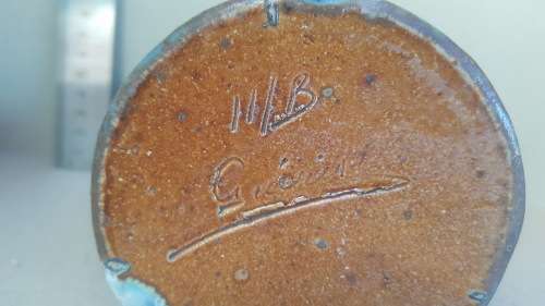 HVW Stein Beer Mug - Embossed Ceramics - Signed Pottery