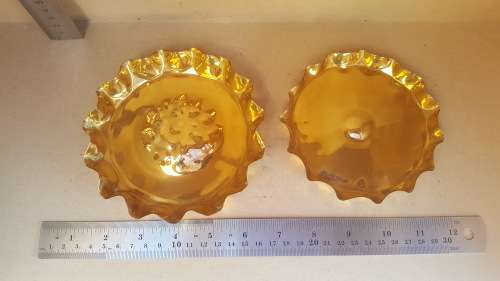 Pair of Brass Ashtrays / Dishes - With Scalloped Edges