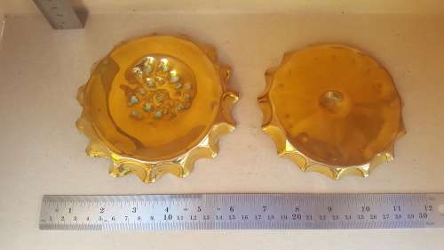 Pair of Brass Ashtrays / Dishes - With Scalloped Edges