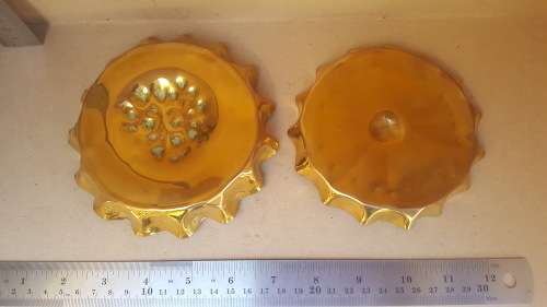 Pair of Brass Ashtrays / Dishes - With Scalloped Edges
