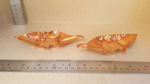 Vintage! - Pair Of Leaf Shaped Brass Ashtrays