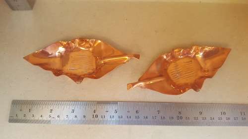 Vintage! - Pair Of Leaf Shaped Brass Ashtrays