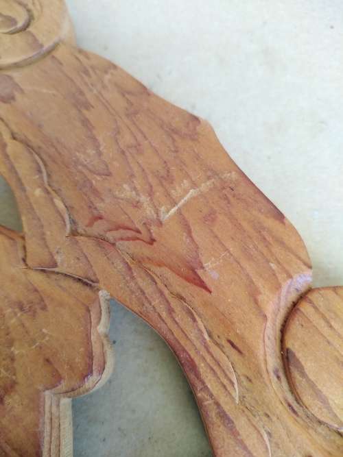 Chinese - Wooden Carved Symbol For Luck / Good Fortune - Hand Carved