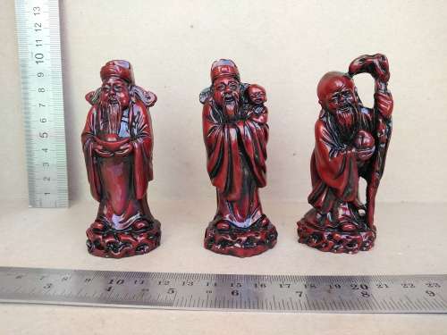 Chinese Feng Shui Three Wise Men Figurines Resin Statues For Prosperity And Luck
