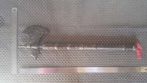 Made In England! Vintage - Cast Iron Decorative Axe With Turned Wood Handles