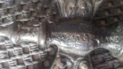 Made In England! Vintage - Cast Iron Decorative Axe With Turned Wood Handles