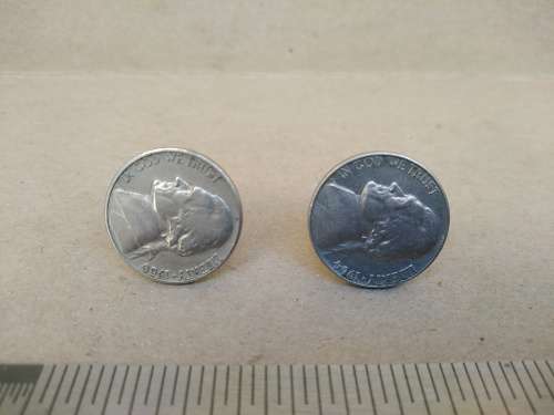 Vintage! - Coin Cufflinks - USA - 5 Cent [Nickel] - 1964 D And 1960