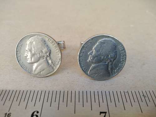 Vintage! - Coin Cufflinks - USA - 5 Cent [Nickel] - 1964 D And 1960