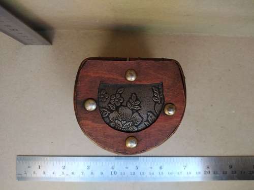 Small Half Moon Wooden Vintage Style Trinket Box