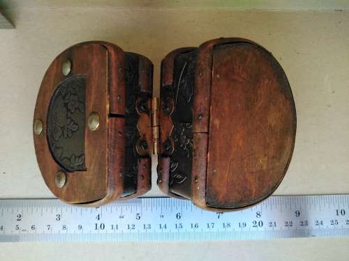 Small Half Moon Wooden Vintage Style Trinket Box