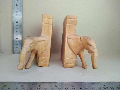 Africana! Pair of Elephant Wooden Bookends